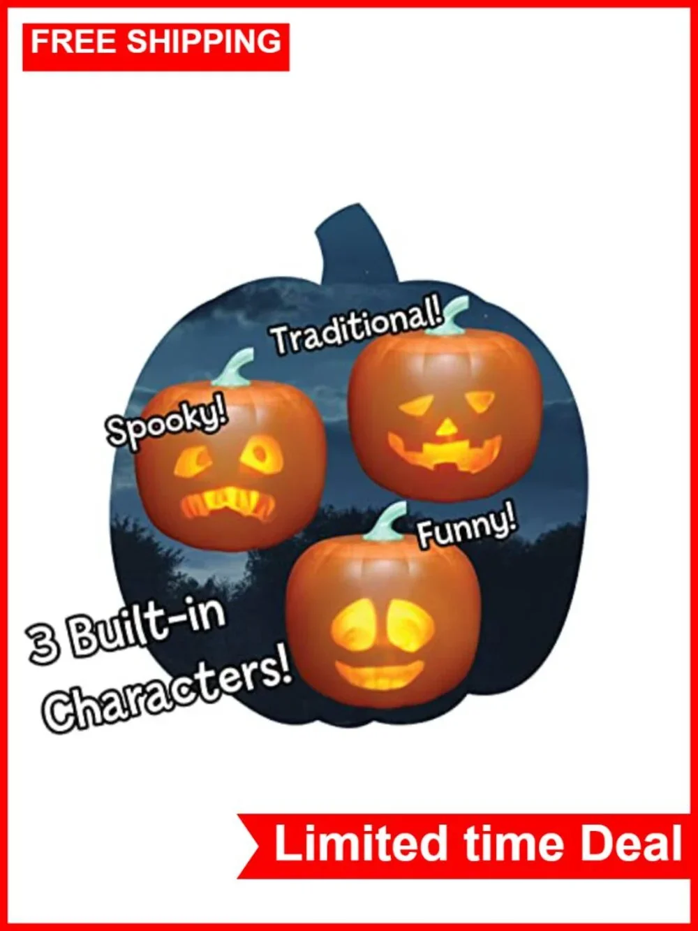 Talking Animated Pumpkin with Built-in Projector & Speaker, 8.3 Inch